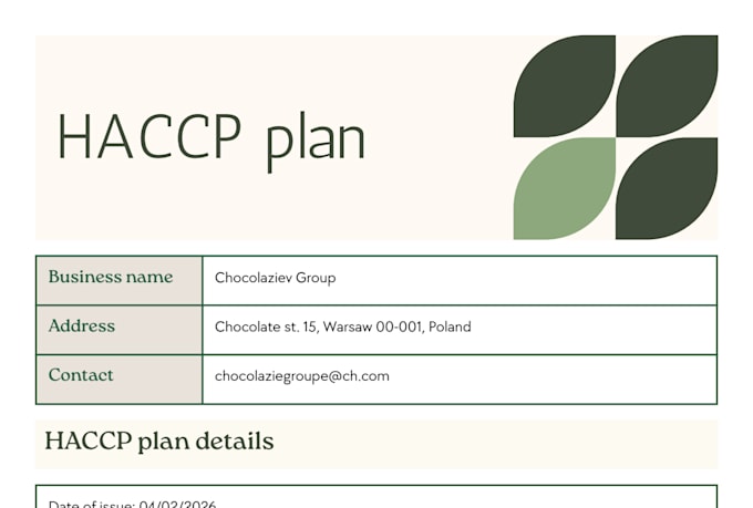 create and review the haccp plan